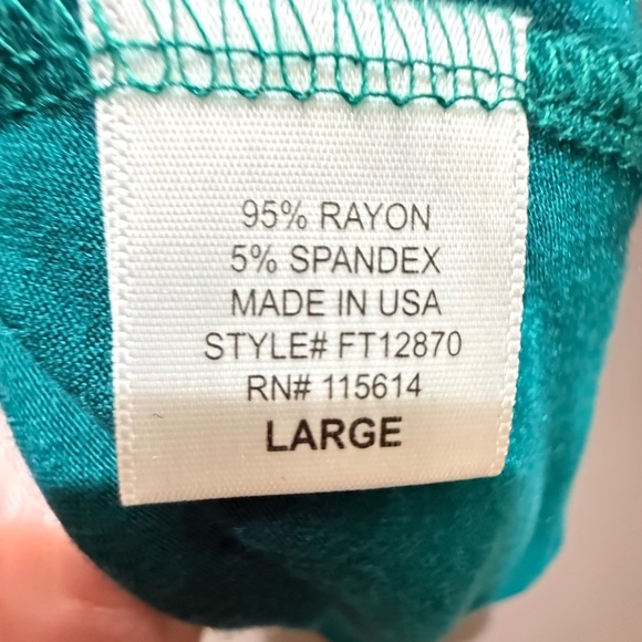 Green/Gold Embellished Front 3/4 Sleeve Blouse Size Large - Picture 8 of 9